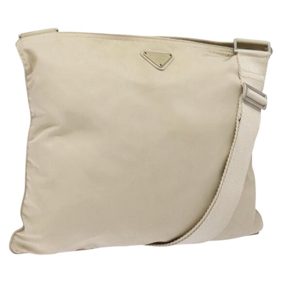 PRADA Shoulder Bag Nylon Beige Auth - Picture 1 of 16